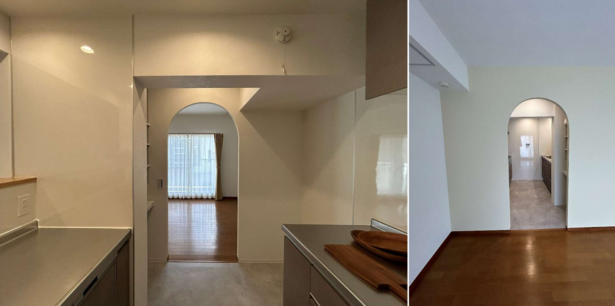 R開口の独立キッチン